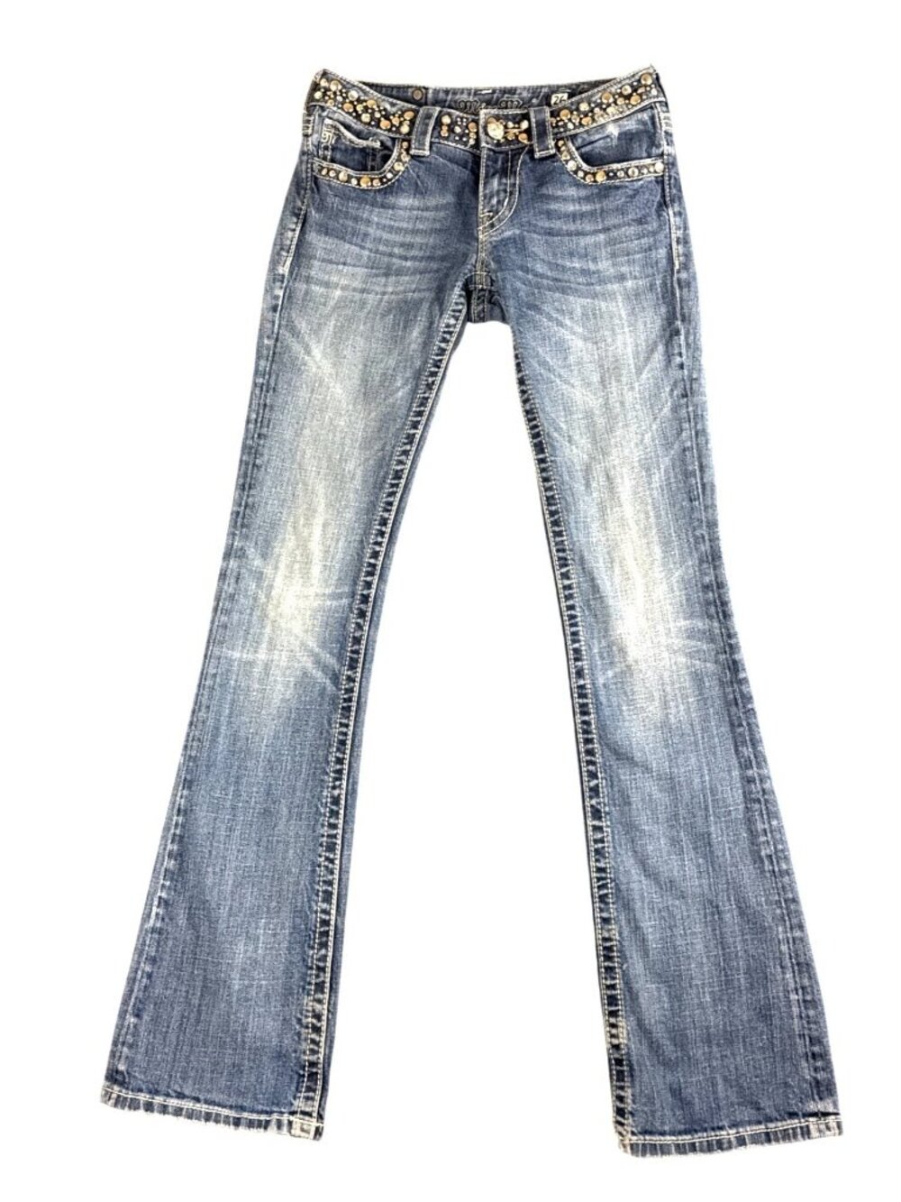 Miss Me JP4288-5 Bootcut Jeans Womens 26 Studded Rhinestone Y2K Bling Cowgirl